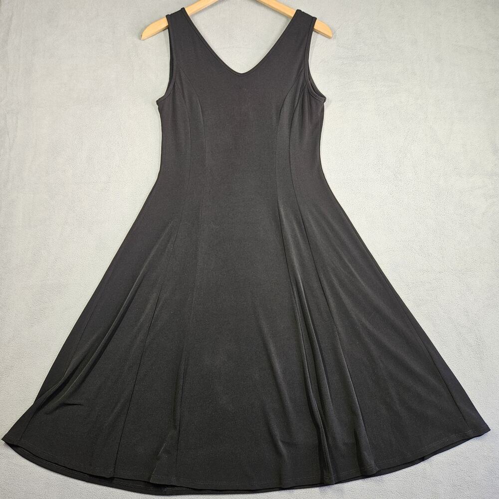 Clara Sun Woo Dress Women Small Sleeveless V Neck Comfy Stretch Black Minimalist - Picture 5 of 9